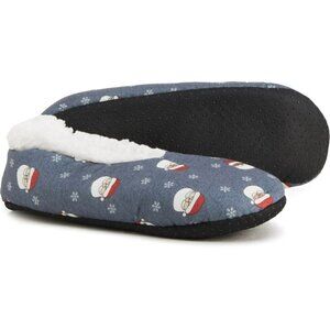NWT Rae Dunn Women's Santa Print Plush Faux Fur Christmas Cozy Slippers